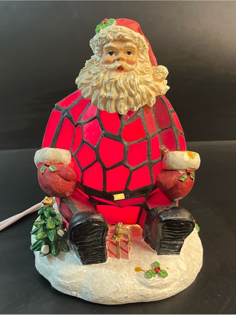 Red Santa Mosaic Table Lamp - Holiday Home Accent